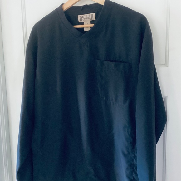 Duluth Trading Co. Men’s size M Bogey Black V-Neck LS Windbreaker Shirt Jacket - Picture 5 of 16